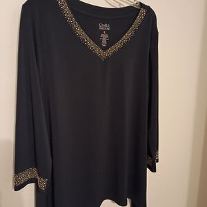 croft & barrow Black Top with Silver Accents